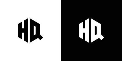 brief h q veelhoek, zeshoekig minimaal en professioneel logo ontwerp Aan zwart en wit achtergrond vector
