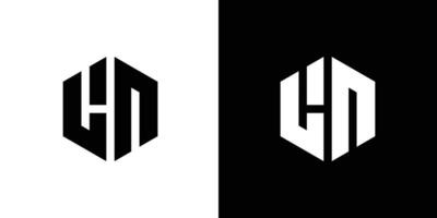 brief l n veelhoek, zeshoekig minimaal en professioneel logo ontwerp Aan zwart en wit achtergrond vector