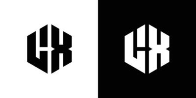 brief l X veelhoek, zeshoekig minimaal en professioneel logo ontwerp Aan zwart en wit achtergrond vector