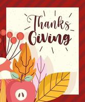 happy thanksgiving herfstblad appel paddestoel gebladerte vector