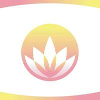 lotus welzijn geel roze cirkel bloem logo vector