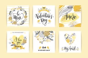 Set van Happy Valentines Day-kaarten. vector