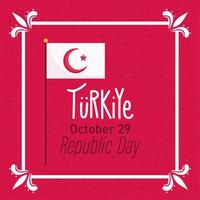 turkije republiek dag, vlag in paal bericht rode achtergrond vector