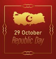 turkije republiek dag, gouden kaart maan ster embleem frame decoratie kaart vector