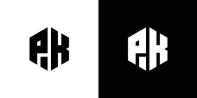 brief p k veelhoek, zeshoekig minimaal en professioneel logo ontwerp Aan zwart en wit achtergrond vector