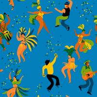 Carnaval van Brazilië. Naadloos patroon met grappige dansende mannen en vrouwen in heldere kostuums. vector