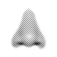 vrouw neus- 90s stijl halftone vorm voor modieus collage. dots textuur. hedendaags stijl vector