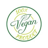 100 procent veganistisch Product sticker, label, insigne en logo. ecologie icoon. logo sjabloon met groen bladeren voor veganistisch voedsel. vector illustratie geïsoleerd Aan wit achtergrond