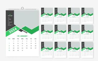 2024 12 bladzijde muur kalender sjabloon ontwerp vector