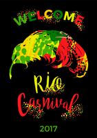 Rio Carnival. belettering ontwerp met hand tekenen veer. vector