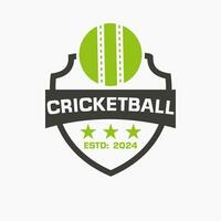 krekel logo concept met schild en cricketbal symbool vector