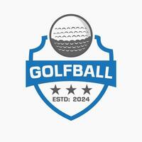 golf logo concept met schild en golf bal symbool vector