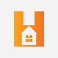 brief h huis logo concept met huis icoon voor echt landgoed symbool vector