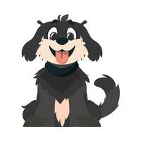 grappig zwart hond. glimlachen hond. tekenfilm stijl, vector illustratie