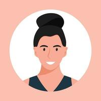 cirkel de avatar met de portret Dames van divers races en kapsels. verzameling van gebruiker profielen. ronde icoon met gelukkig glimlachen menselijk. kleurrijk vlak vector illustratie.