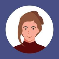 cirkel de avatar met de portret Dames van divers races en kapsels. verzameling van gebruiker profielen. ronde icoon met gelukkig glimlachen menselijk. kleurrijk vlak vector illustratie.