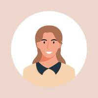 cirkel de avatar met de portret Dames van divers races en kapsels. verzameling van gebruiker profielen. ronde icoon met gelukkig glimlachen menselijk. kleurrijk vlak vector illustratie.