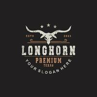Longhorn dier logo ontwerp, boerderij retro wijnoogst toeter minimalistische gemakkelijk sjabloon illustratie vector