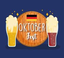 oktoberfest festival, bieren van de tap met schuim, viering duitsland traditioneel vector