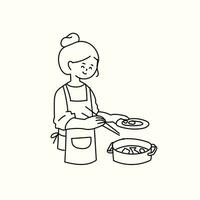 meisje is Koken in de keuken illustratie vector