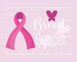 borstkanker bewustzijn maand roze lint vlinder stippen achtergrond banner vector