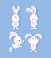 schattige konijntjes tekenfilm dieren zoete vector