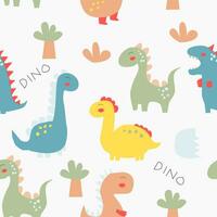 schattig en kleurrijk dinosaurus vector naadloos patroon