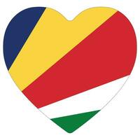 Seychellen vlag in hart vorm geven aan. vlag van Seychellen liefde vorm vector