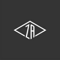 initialen za logo monogram met gemakkelijk diamant lijn stijl ontwerp vector