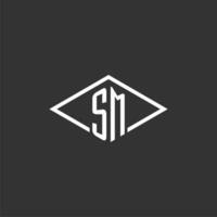 initialen sm logo monogram met gemakkelijk diamant lijn stijl ontwerp vector