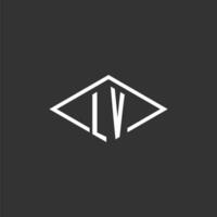 initialen lv logo monogram met gemakkelijk diamant lijn stijl ontwerp vector