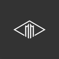 initialen mm logo monogram met gemakkelijk diamant lijn stijl ontwerp vector