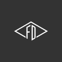 initialen fd logo monogram met gemakkelijk diamant lijn stijl ontwerp vector