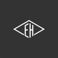 initialen eh logo monogram met gemakkelijk diamant lijn stijl ontwerp vector