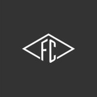 initialen fc logo monogram met gemakkelijk diamant lijn stijl ontwerp vector