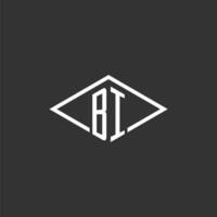 initialen bi logo monogram met gemakkelijk diamant lijn stijl ontwerp vector