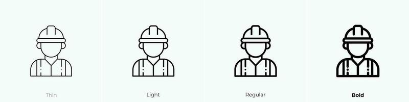 arbeider icoon. dun, licht, regelmatig en stoutmoedig stijl ontwerp geïsoleerd Aan wit achtergrond vector