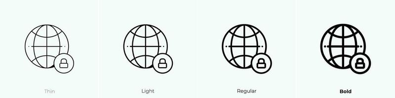 wereldwijd icoon. dun, licht, regelmatig en stoutmoedig stijl ontwerp geïsoleerd Aan wit achtergrond vector