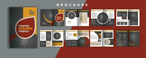 16 bladzijde brochure ontwerp sjabloon constructie brochure ontwerp tweevoudig bouw brochure ontwerp vector