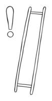 cartoon vectorillustratie van houten ladder met ontbrekende stappen en uitroepteken vector