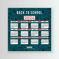 terug naar school- sociaal media kalender 2024 voor uw kind. u zullen krijgen een wekelijks planner, maandelijks planner, en jaarlijks planner. vector