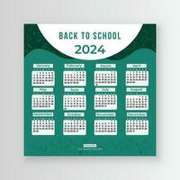 terug naar school- sociaal media kalender 2024 voor uw kind. u zullen krijgen een wekelijks planner, maandelijks planner, en jaarlijks planner. vector