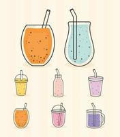 acht smoothies-pictogrammen vector