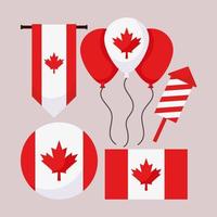 vijf canada day items vector