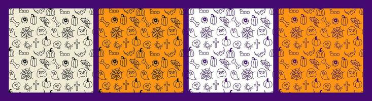 halloween tekening naadloos patroon reeks vector illustratie