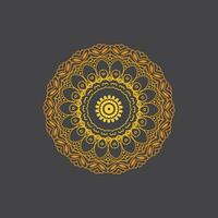 luxe sier- mandala ontwerp achtergrond in goud, luxe bruiloft uitnodiging, sier- bloemen hoek kader, zwart achtergrond met goud mandala decoratie vector