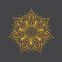 luxe sier- mandala ontwerp achtergrond in goud, luxe bruiloft uitnodiging, sier- bloemen hoek kader, zwart achtergrond met goud mandala decoratie vector