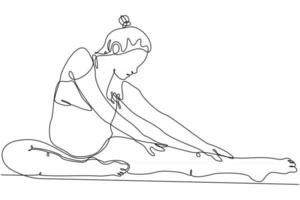 doorlopende lijntekening van yoga zwangerschap meditatie vectorillustratie vector