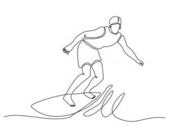 ononderbroken lijntekening van de vectorillustratie van de surferspeler vector