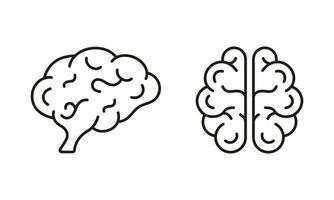 menselijk hersenen lijn icoon set. kennis, geheugen, verstand, logica intelligentie- schets icoon. menselijk hersenen anatomie. neurologie pictogram. brainstorm symbool. bewerkbare hartinfarct. geïsoleerd vector illustratie.